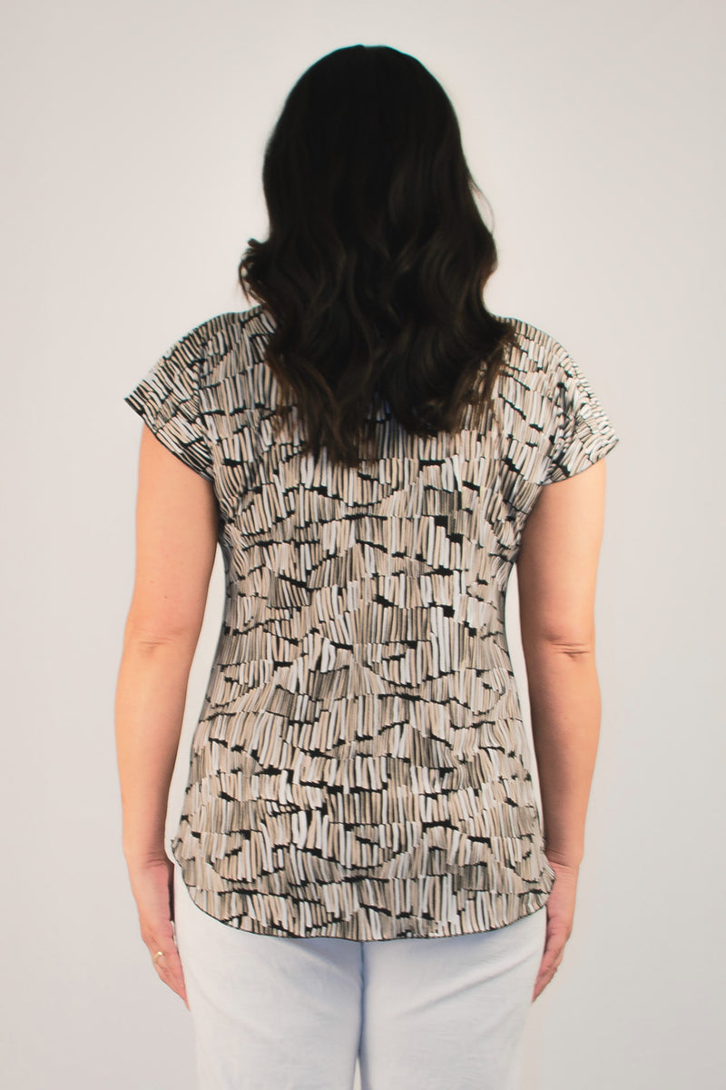 Grid Print Short Sleeve Jersey Top