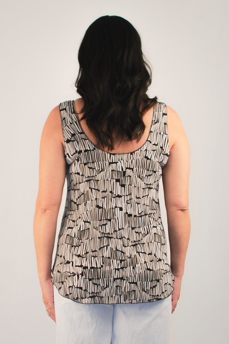 Grid Print Jersey Singlet Top