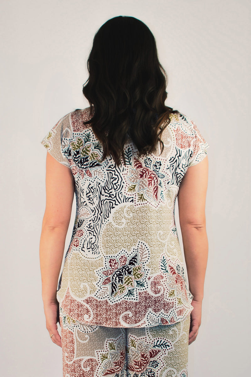 Tapestry Print Short Sleeve Jersey Top